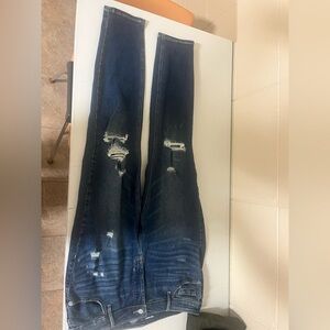 Old Navy Dark Blue High Rise Rockstar Super Skinny Distressed Jeans